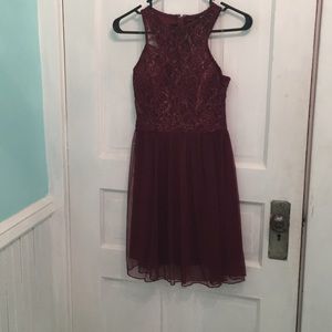 Maroon and gold homecoming dress